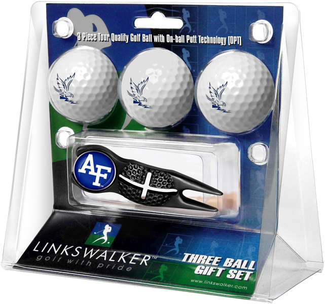 3 ProVictory Golf Balls w/<br>Crosshair Divot Tool - Black