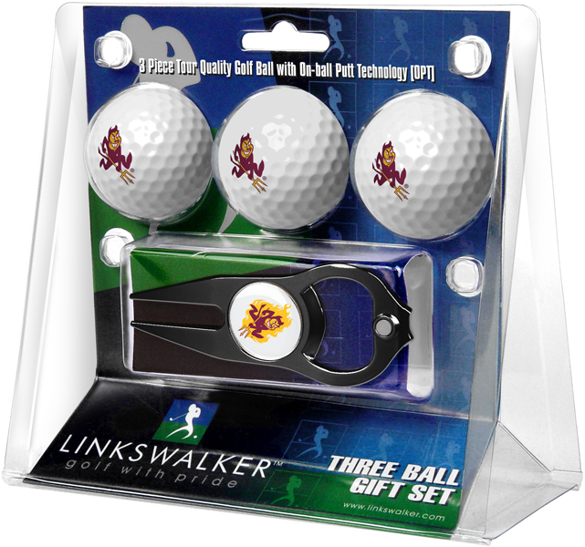 3 ProVictory Golf Balls w/<br>Hat Trick Divot Tool-Black