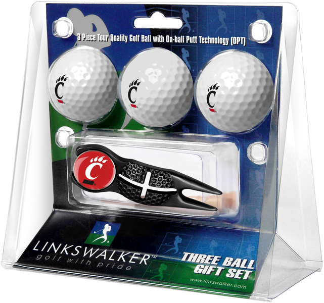3 ProVictory Golf Balls w/<br>Crosshair Divot Tool - Black