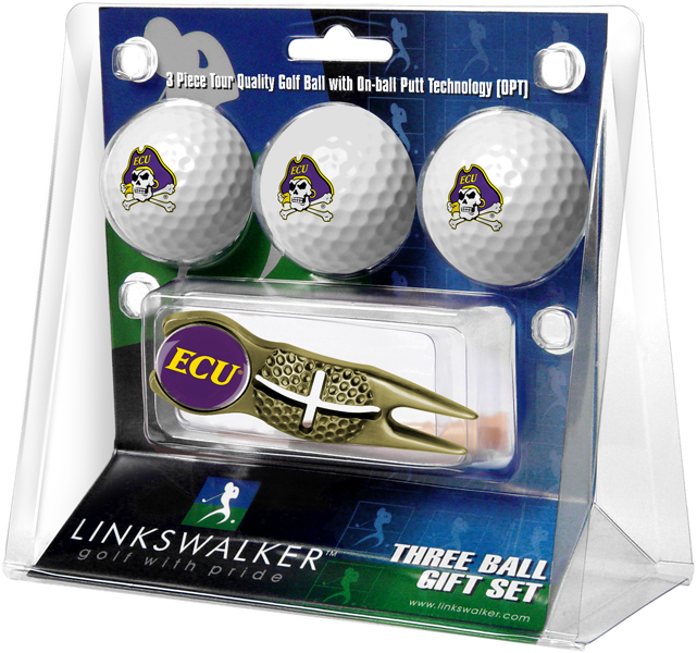 3 ProVictory Golf Balls w/<br>Crosshair Divot Tool - Gold