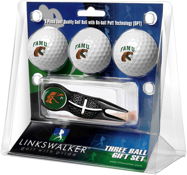 3 ProVictory Golf Balls w/<br>Crosshair Divot Tool - Black
