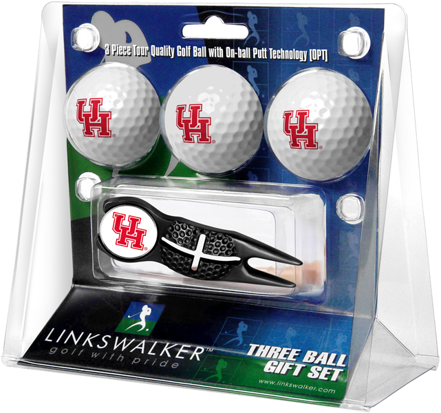 3 ProVictory Golf Balls w/<br>Crosshair Divot Tool - Black