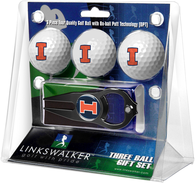 3 ProVictory Golf Balls w/<br>Hat Trick Divot Tool-Black