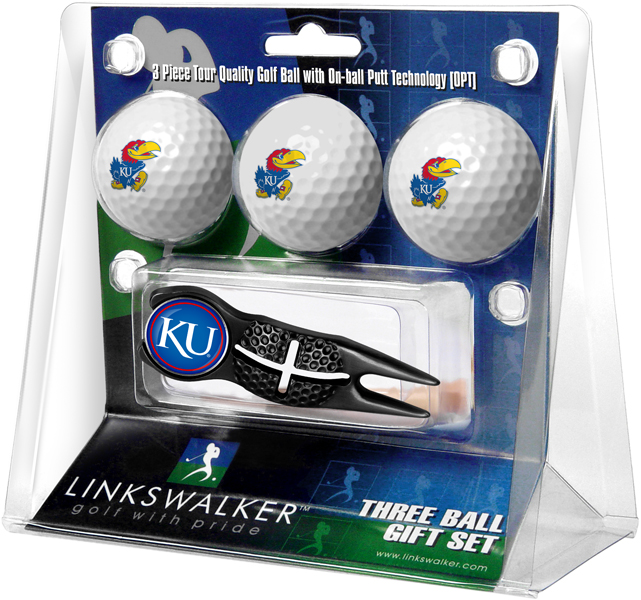 3 ProVictory Golf Balls w/<br>Crosshair Divot Tool - Black