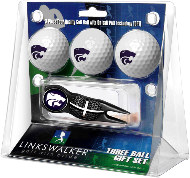 3 ProVictory Golf Balls w/<br>Crosshair Divot Tool - Black