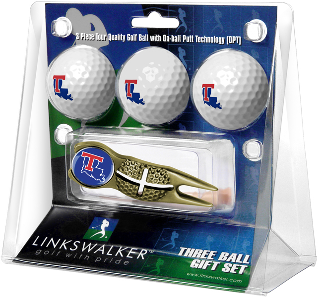 3 ProVictory Golf Balls w/<br>Crosshair Divot Tool - Gold