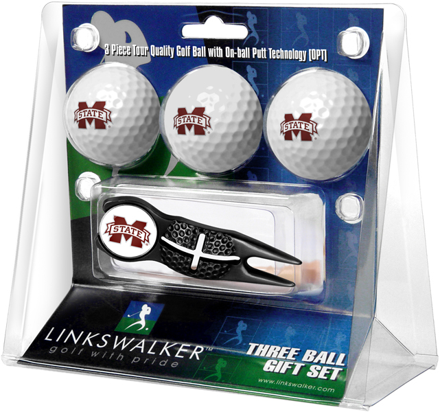 3 ProVictory Golf Balls w/<br>Crosshair Divot Tool - Black