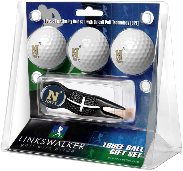 3 ProVictory Golf Balls w/<br>Crosshair Divot Tool - Black
