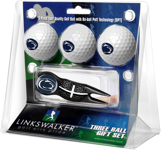 3 ProVictory Golf Balls w/<br>Crosshair Divot Tool - Black