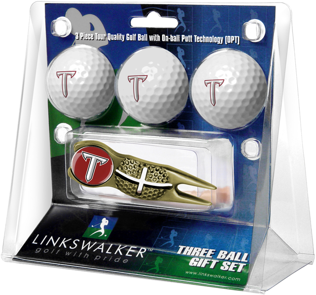 3 ProVictory Golf Balls w/<br>Crosshair Divot Tool - Gold