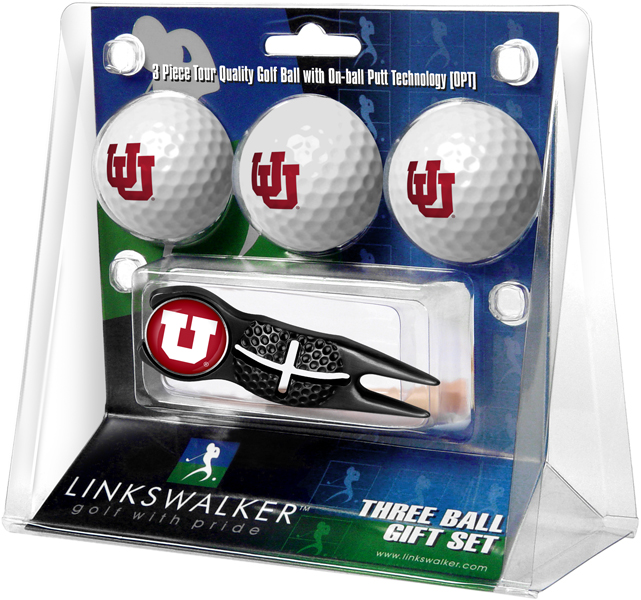 3 ProVictory Golf Balls w/<br>Crosshair Divot Tool - Black