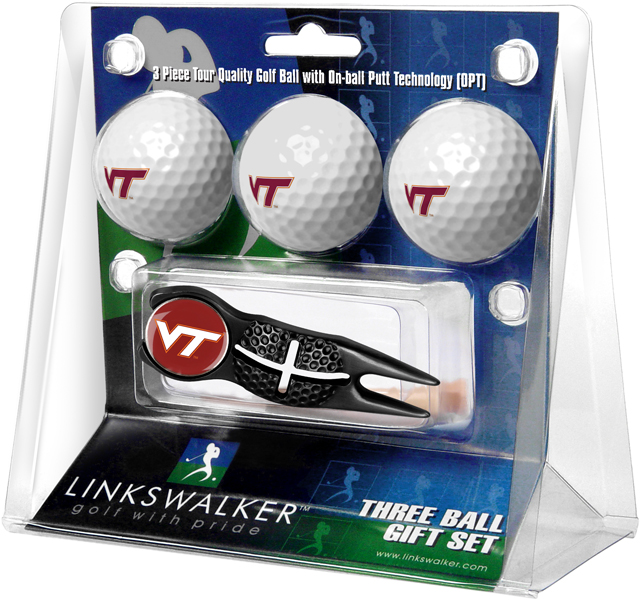 3 ProVictory Golf Balls w/<br>Crosshair Divot Tool - Black