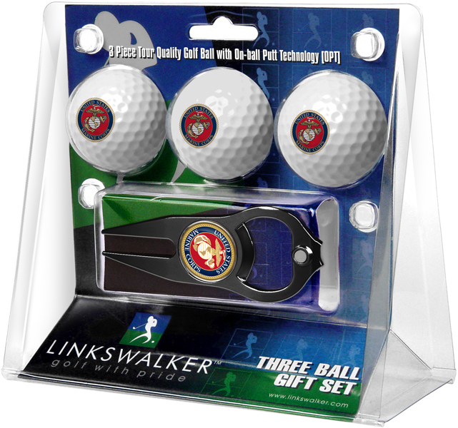 3 ProVictory Golf Balls w/<br>Hat Trick Divot Tool-Black