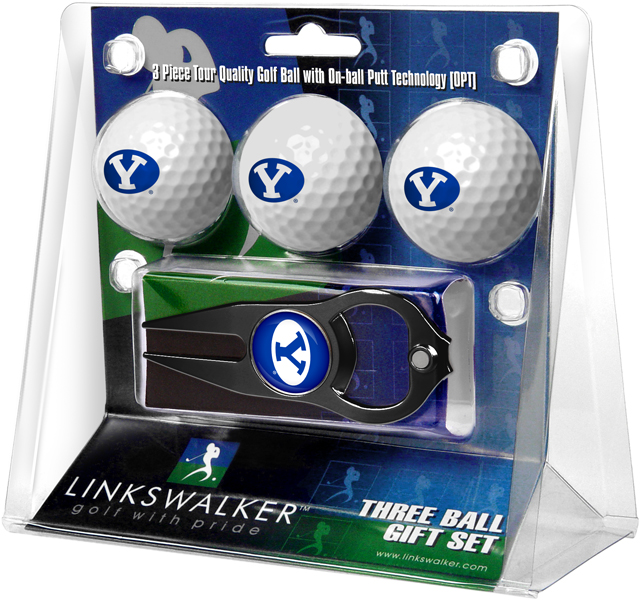 3 ProVictory Golf Balls w/<br>Hat Trick Divot Tool-Black