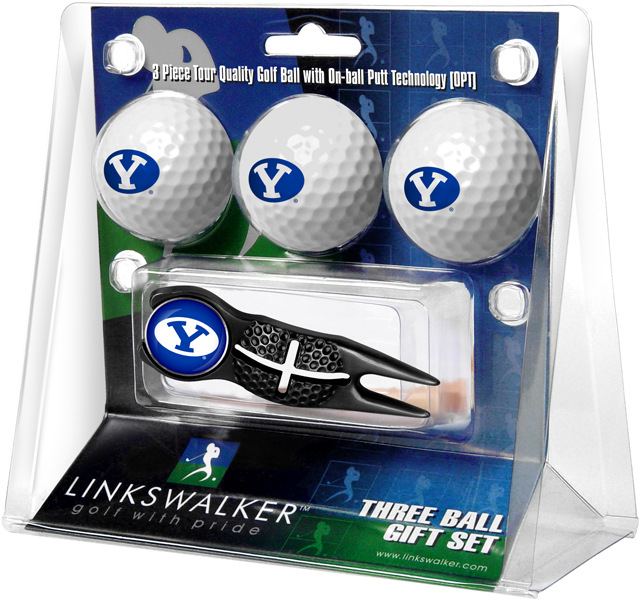 3 ProVictory Golf Balls w/<br>Crosshair Divot Tool - Black