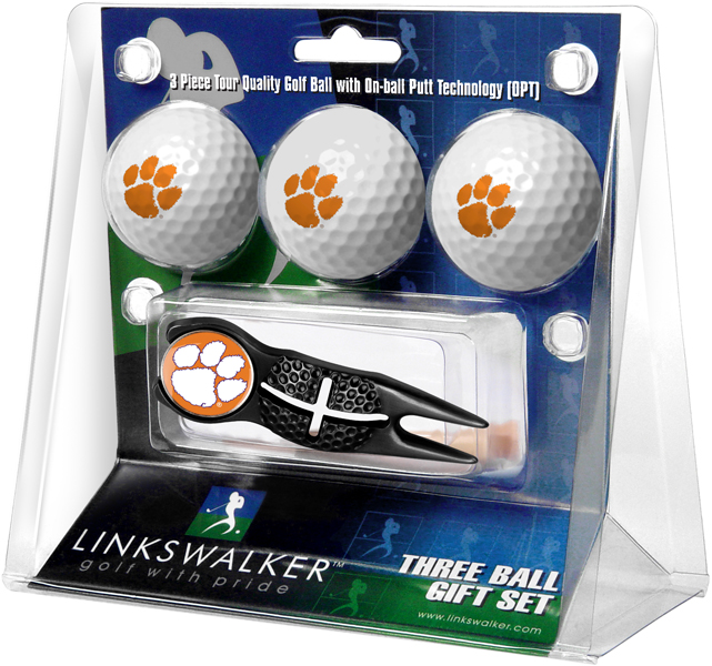 3 ProVictory Golf Balls w/<br>Crosshair Divot Tool - Black
