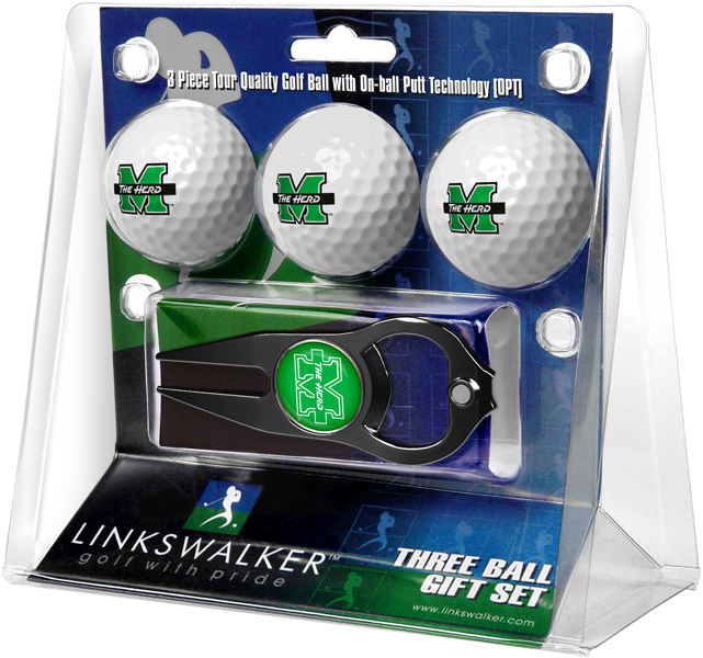 3 ProVictory Golf Balls w/<br>Hat Trick Divot Tool-Black