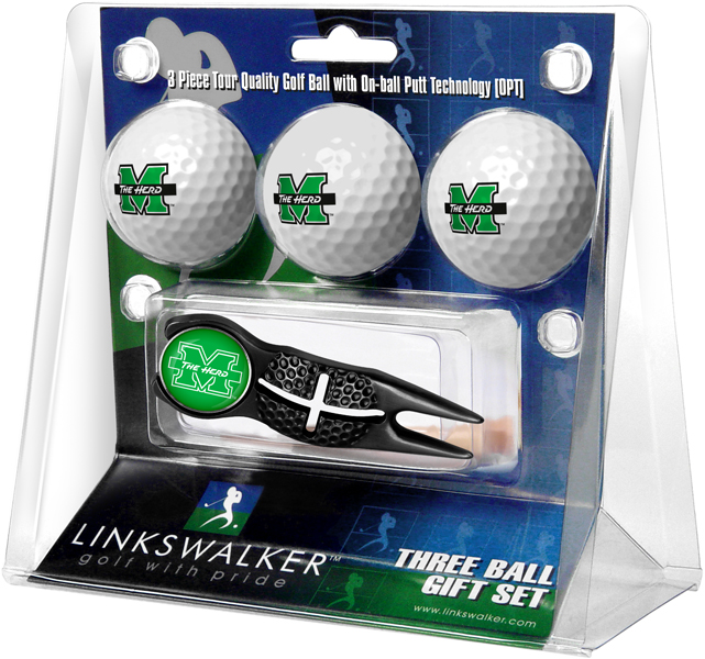 3 ProVictory Golf Balls w/<br>Crosshair Divot Tool - Black