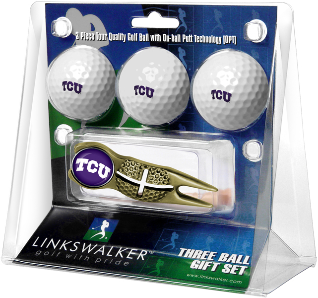 3 ProVictory Golf Balls w/<br>Crosshair Divot Tool - Gold