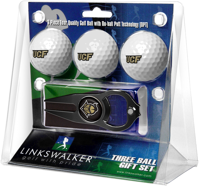 3 ProVictory Golf Balls w/<br>Hat Trick Divot Tool-Black