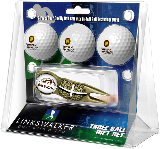 3 ProVictory Golf Balls w/<br>Crosshair Divot Tool - Gold